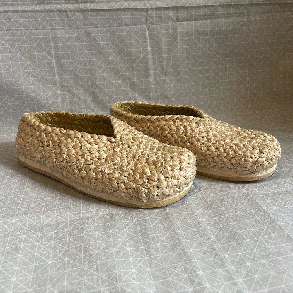 PLA Bonanova Natural Woven Flats in Tan 39
